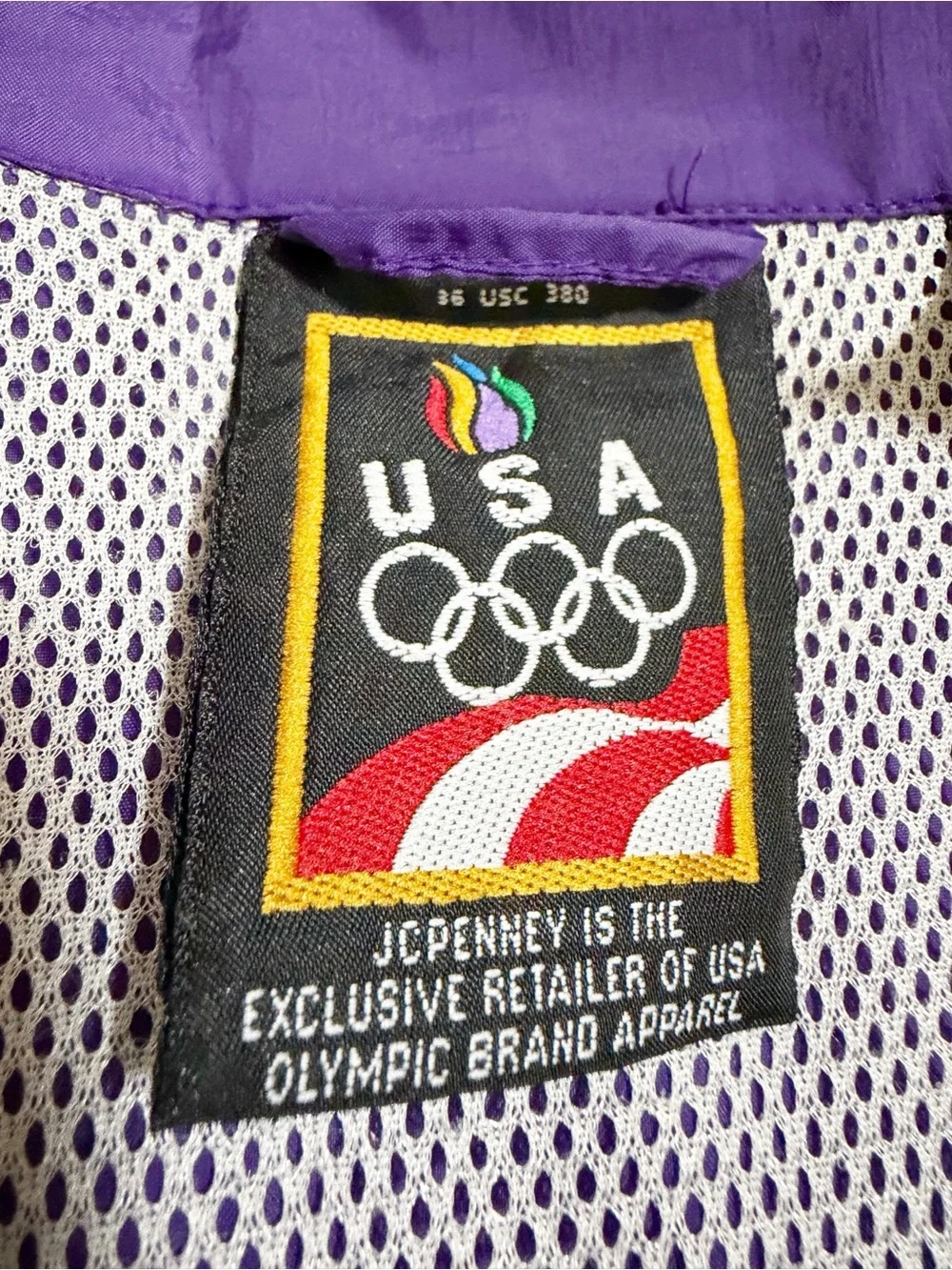 Vintage 80s USA Olympics JCP Nylon Jacket Size XL